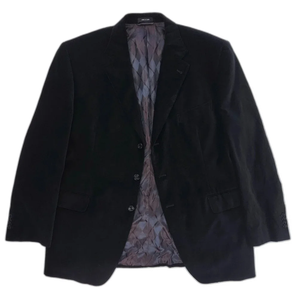 SEAN JOHN Velvet Blazer Suit Jacket Old Money Preppy Quiet Luxury Dressy Black
